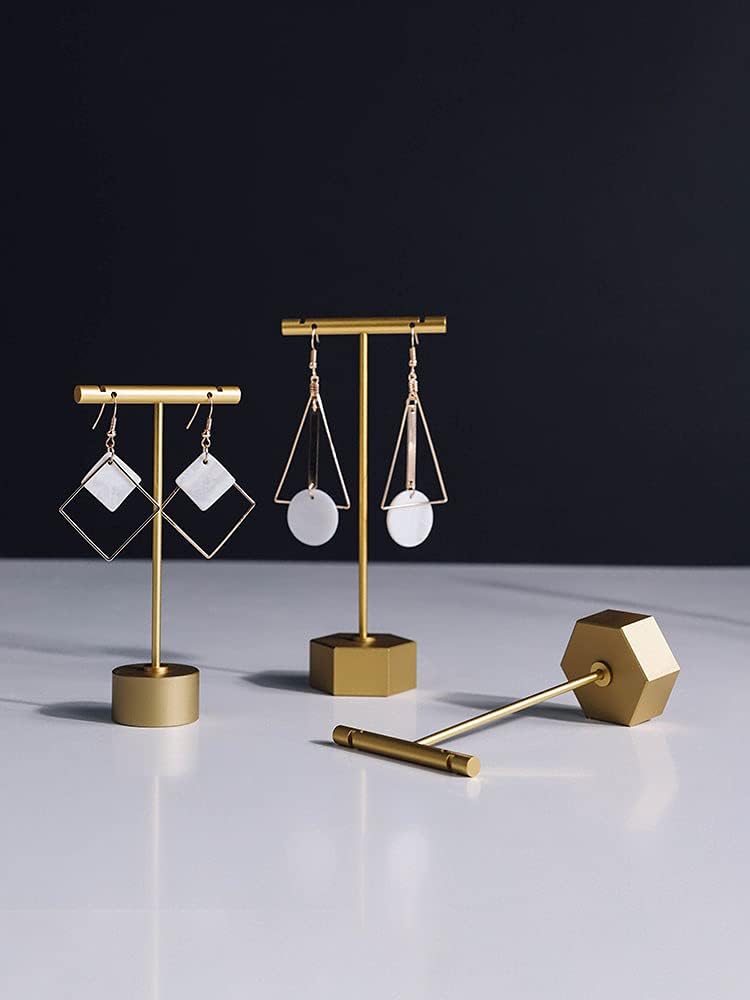 4Pcs Gold Metal Earring T Bar Stand Retail Display Holders for Show, Jewelry Online Stores Photography Display Props (Gold 4pcs)