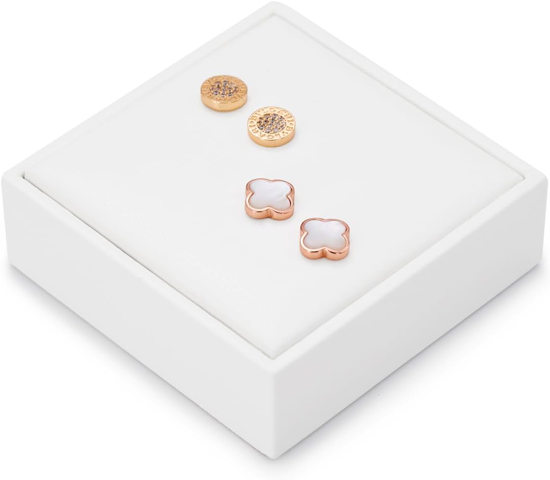 White PU Leather Earring Stud Display Stand