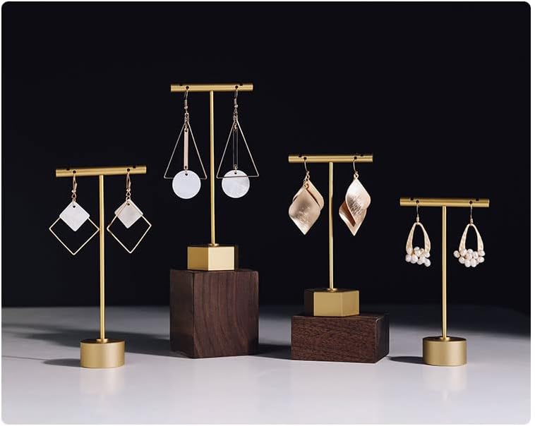 4Pcs Gold Metal Earring T Bar Stand Retail Display Holders for Show, Jewelry Online Stores Photography Display Props (Gold 4pcs)