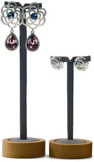 2 Pcs Solid Wood Earring Display Stands Showcase