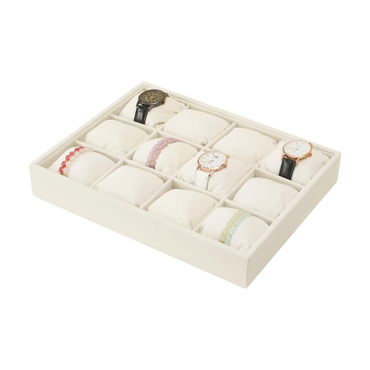Coward 2PC Stackable Earring Tray Drawer Jewelry Holder Organizer Box Storage Earring Display Stand for Selling (beige(earring+earring))