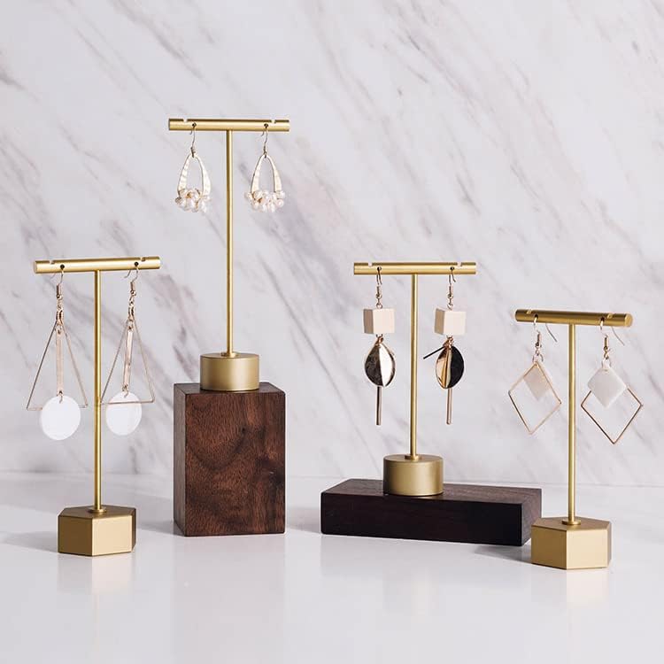 4Pcs Gold Metal Earring T Bar Stand Retail Display Holders for Show, Jewelry Online Stores Photography Display Props (Gold 4pcs)