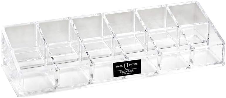 Isaac Jacobs Clear Acrylic 12 Compartment Organizer for Makeup, 3 Rows (x4)