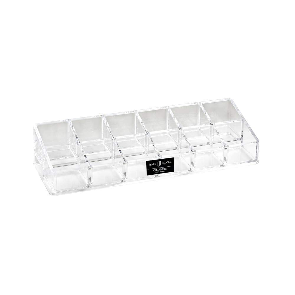 Isaac Jacobs Clear Acrylic 12 Compartment Organizer for Makeup, 3 Rows (x4)
