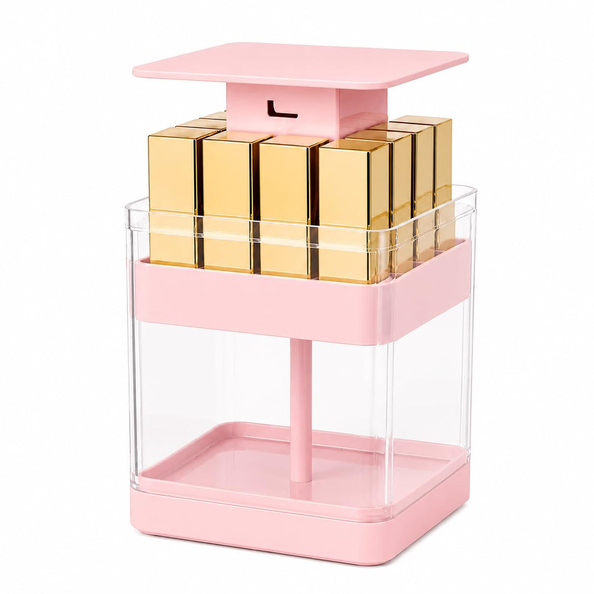 Press up Lipstick Organizer & Holder, Acrylic Lip Gloss Organizer, Pink