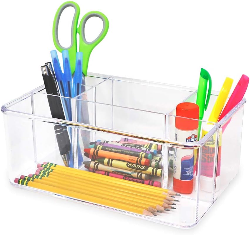 Isaac Jacobs 5-Compartment Clear Acrylic Organizer (10” L x 7” W x 4” H)