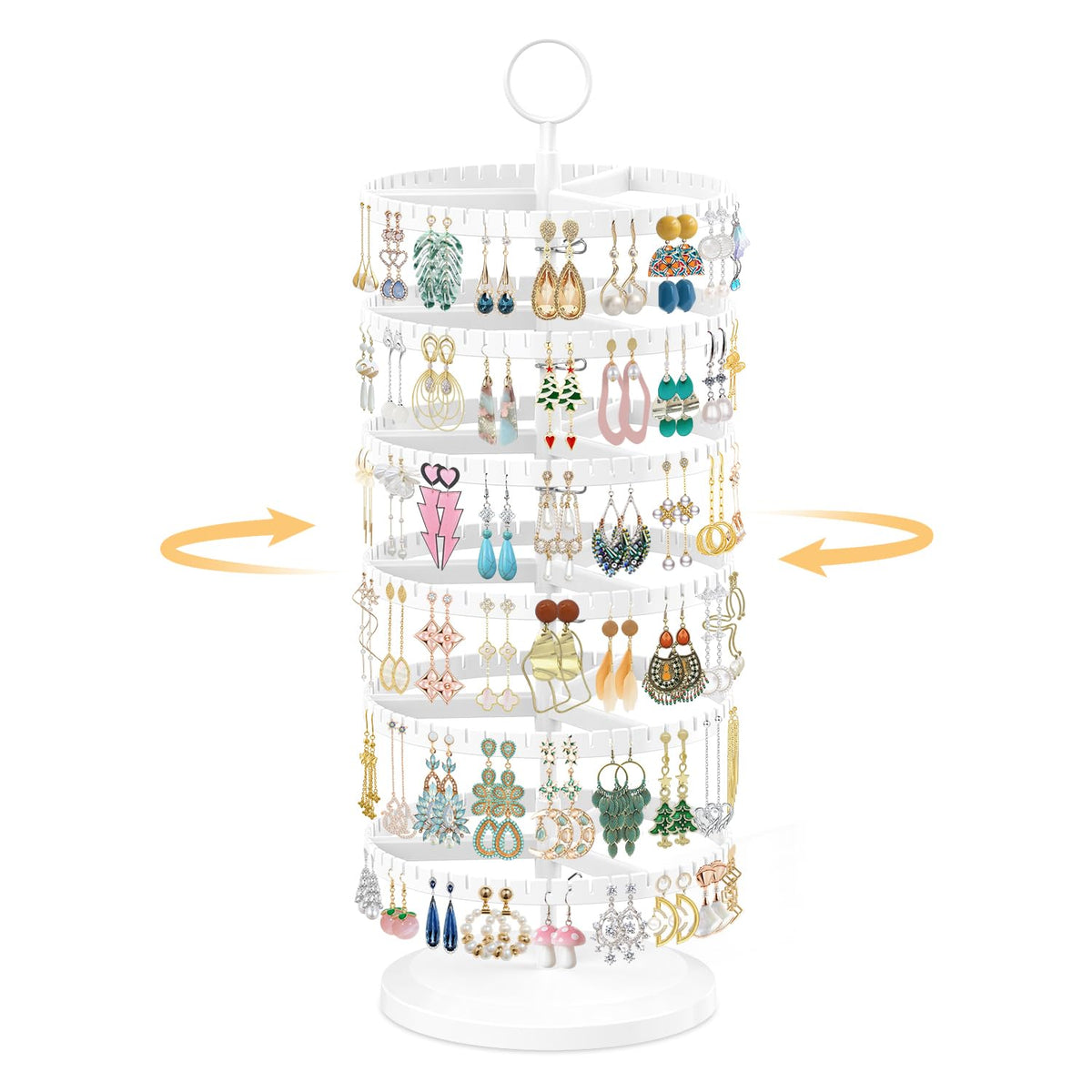 EsLuker.ly Earring Holder Organizer Rotating Stud Display Tree Rack, 6 Tier