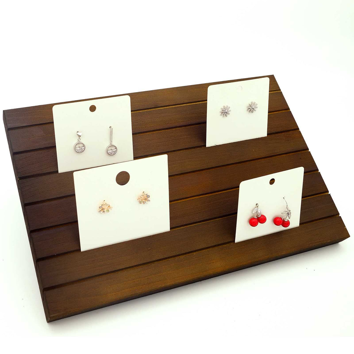 2pcs Wooden Portable Earring Card Display Stand For Vendors White