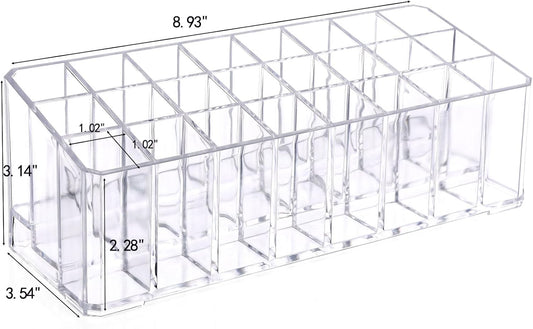 Lipstick Organizer Acrylic Clear 24 Slot Makeup Holder
