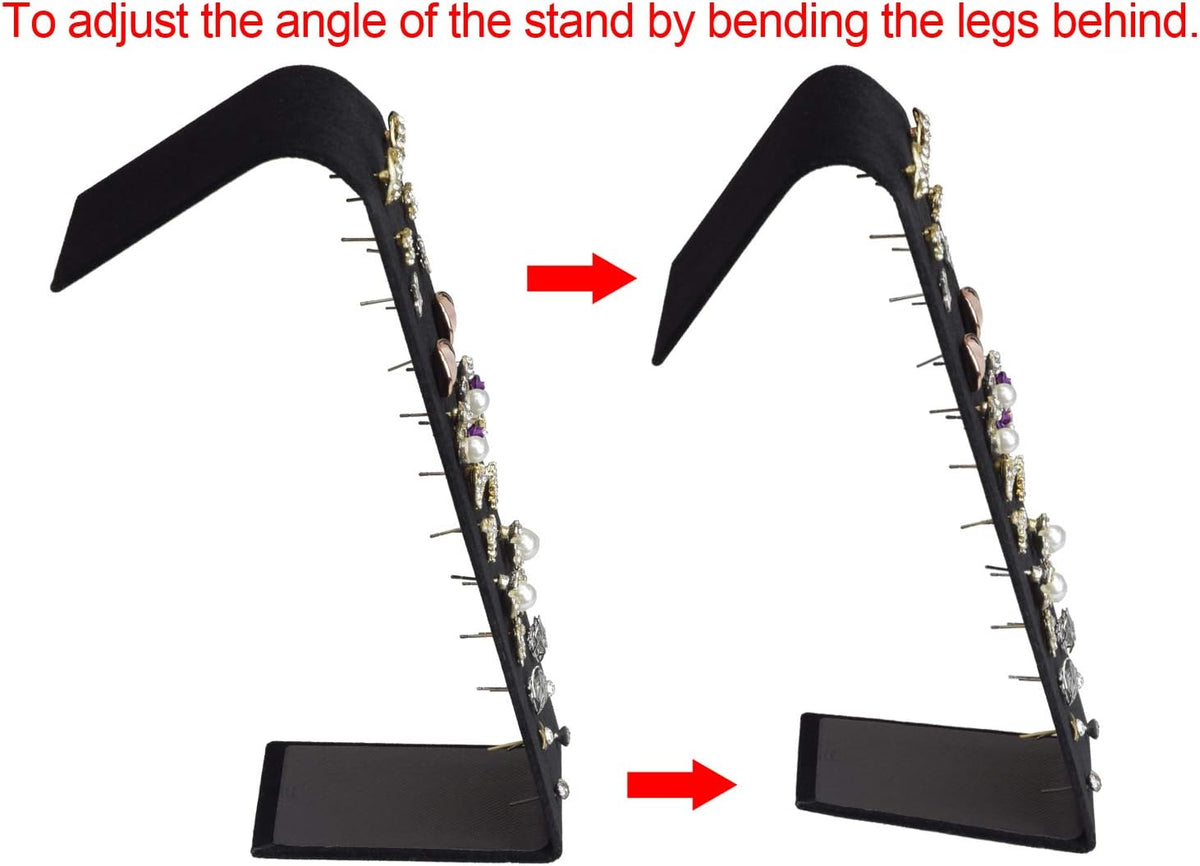 MOOCA 2pcs Black Velvet Adjustable Earring Display Stand for 12 Pairs