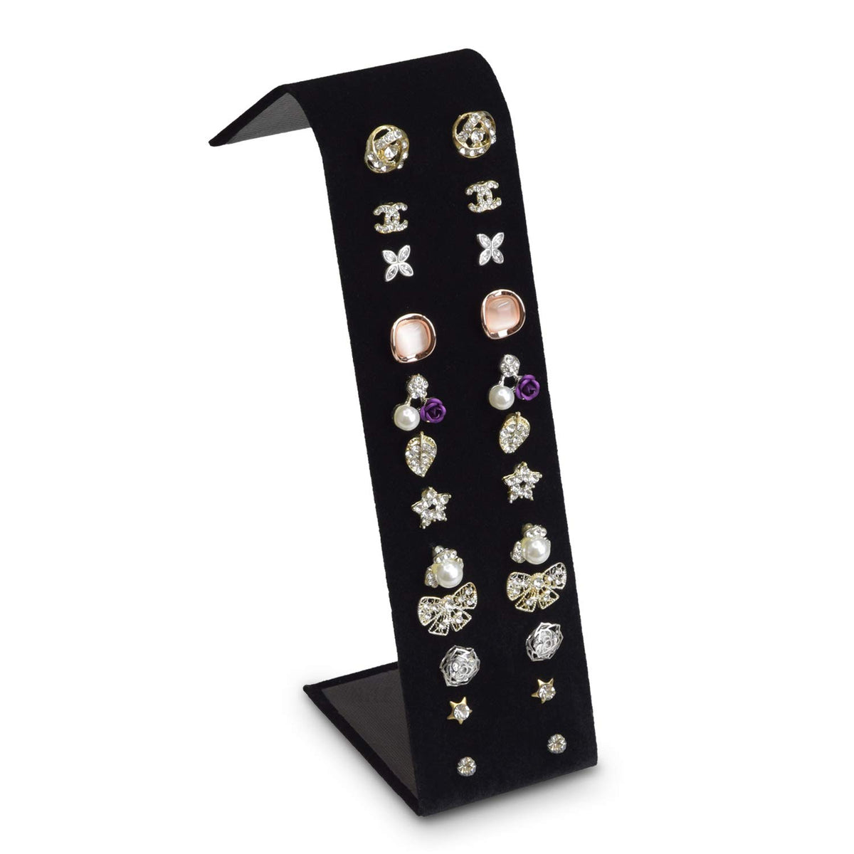MOOCA 2pcs Black Velvet Adjustable Earring Display Stand for 12 Pairs