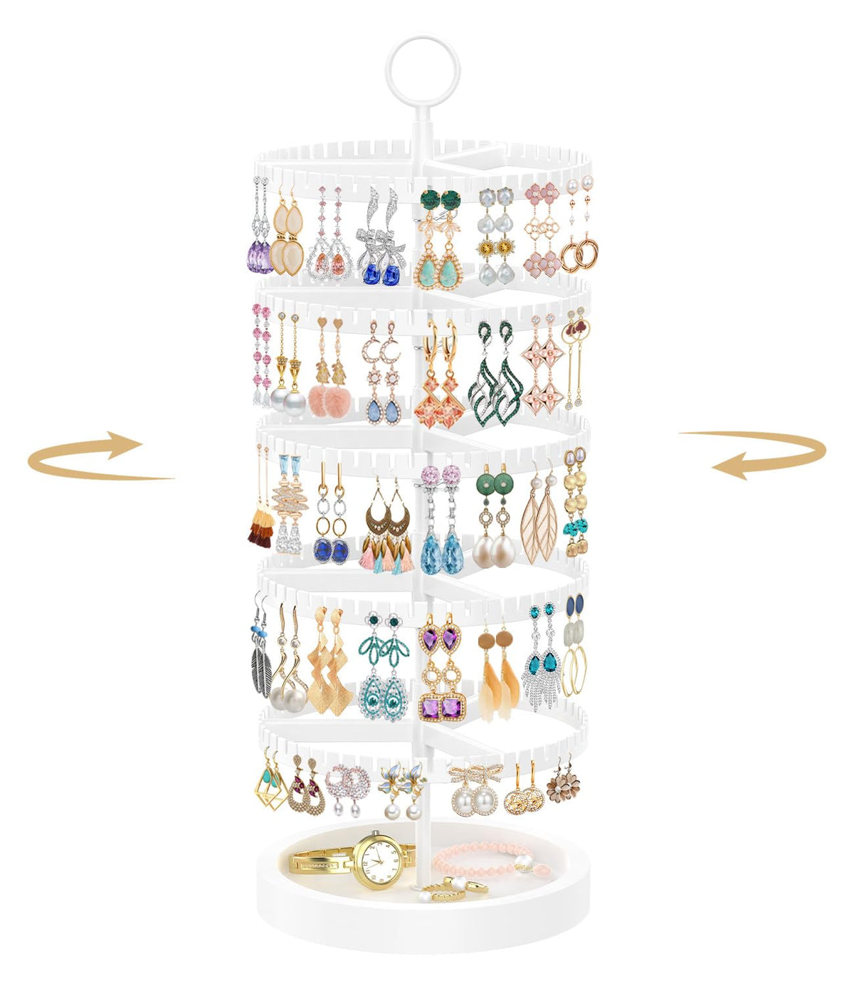 MODOWEY Rotating Earring Holder Organizer Tree Display Stand, 6 Tiers Black