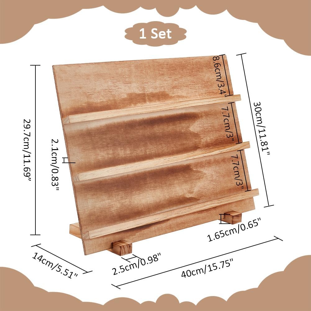 PH PandaHall 3 Tier Earring Cards Stands, Wooden Jewelry Display Stand Rack Removable Shelves Rack, Earring Display Card Holder for Displaying Bookmarks Stickers Jewelry Keychains