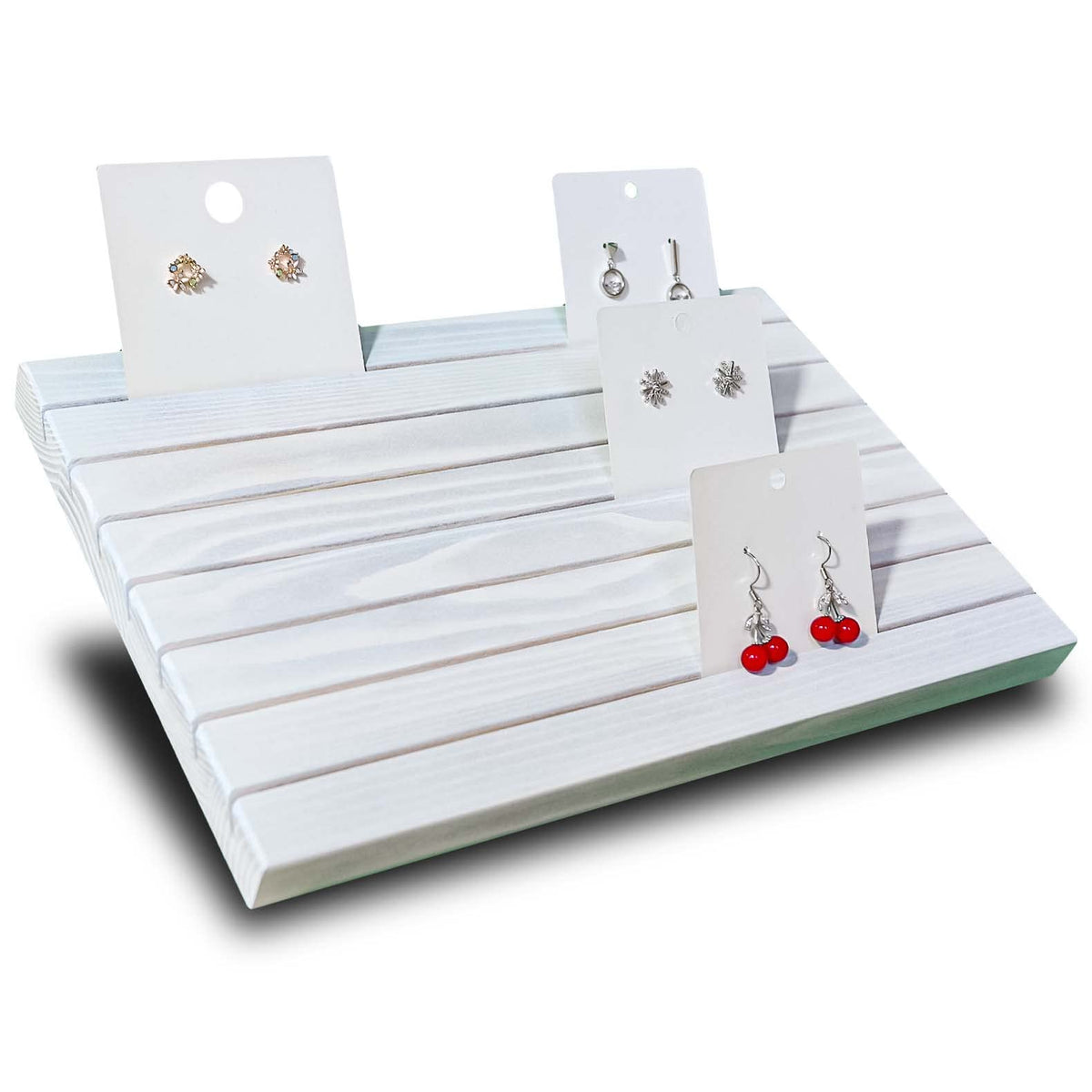 2pcs Wooden Portable Earring Card Display Stand For Vendors White