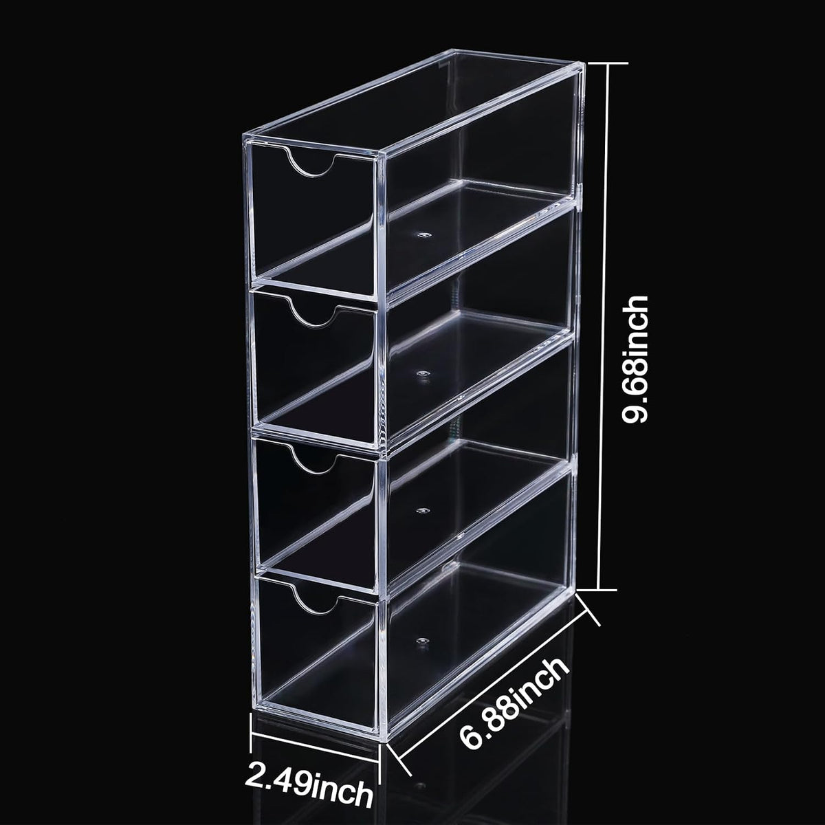 Acrylic Stackable Drawer Organizer with 4 Clear Drawers for Bathroom & Vanity Makeup Storage