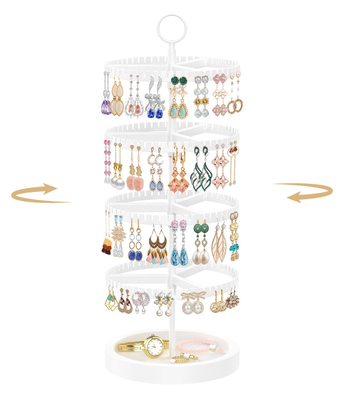 MODOWEY Rotating Earring Holder Organizer Tree Display Stand, 6 Tiers Black