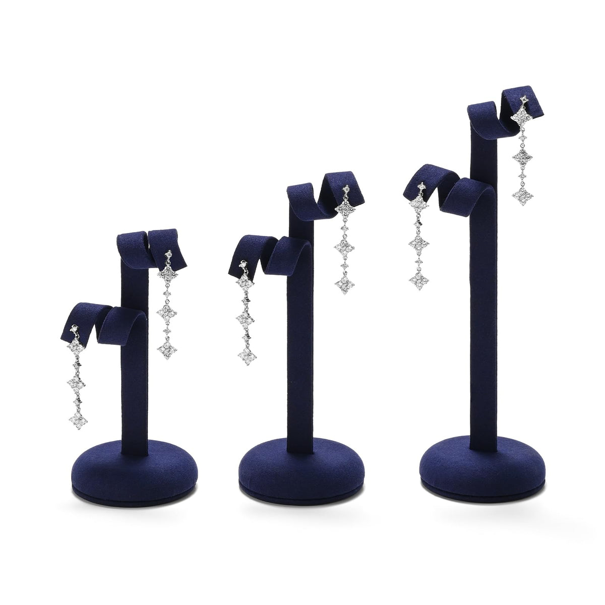 Beige Microfiber Earring Stand Set of 3