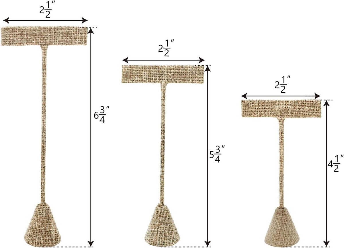 Ikee Design 6Pcs Set Earring Stand Display 3 sizes Ht., Natural Linen