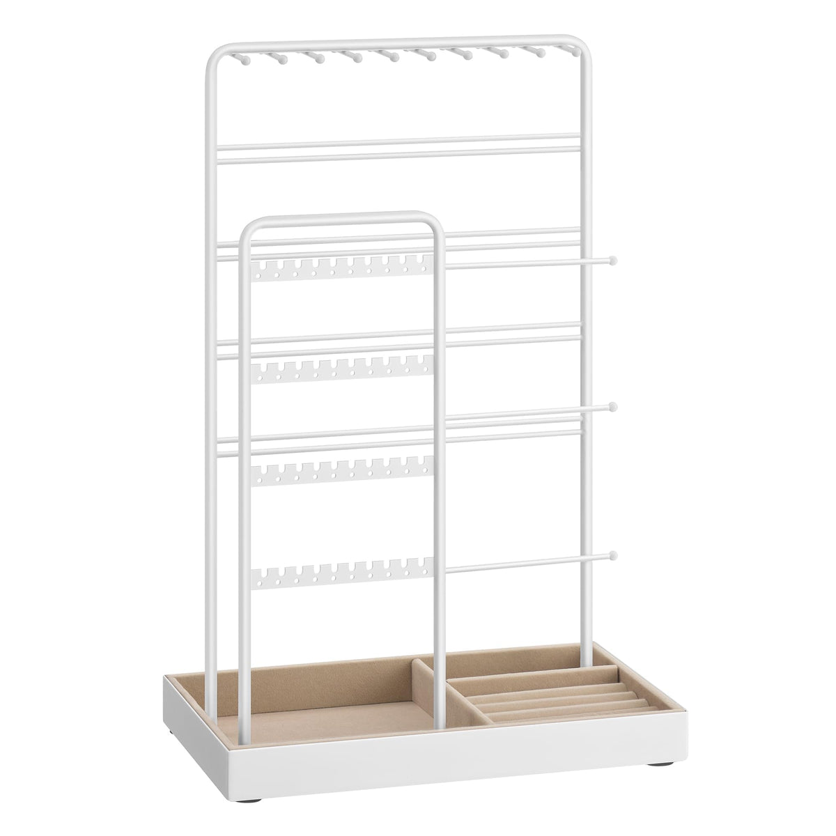 SONGMICS Jewelry Holder, Display Stand, Metal Frame, Velvet Tray