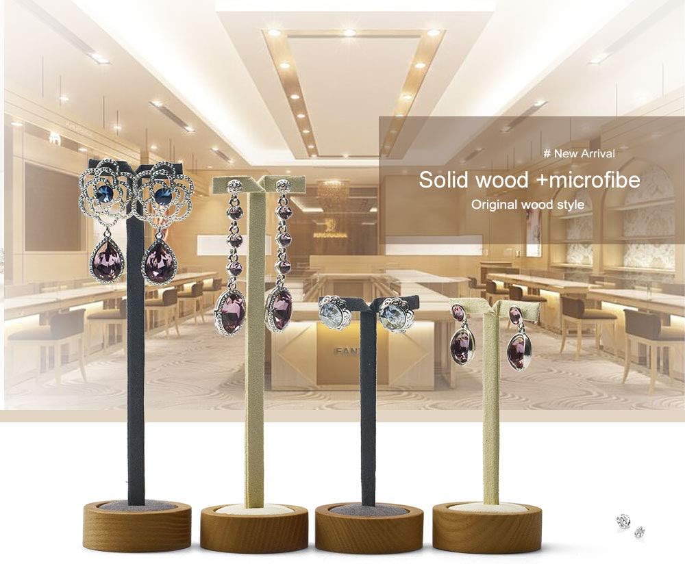 2 Pcs Solid Wood Earring Display Stands Showcase