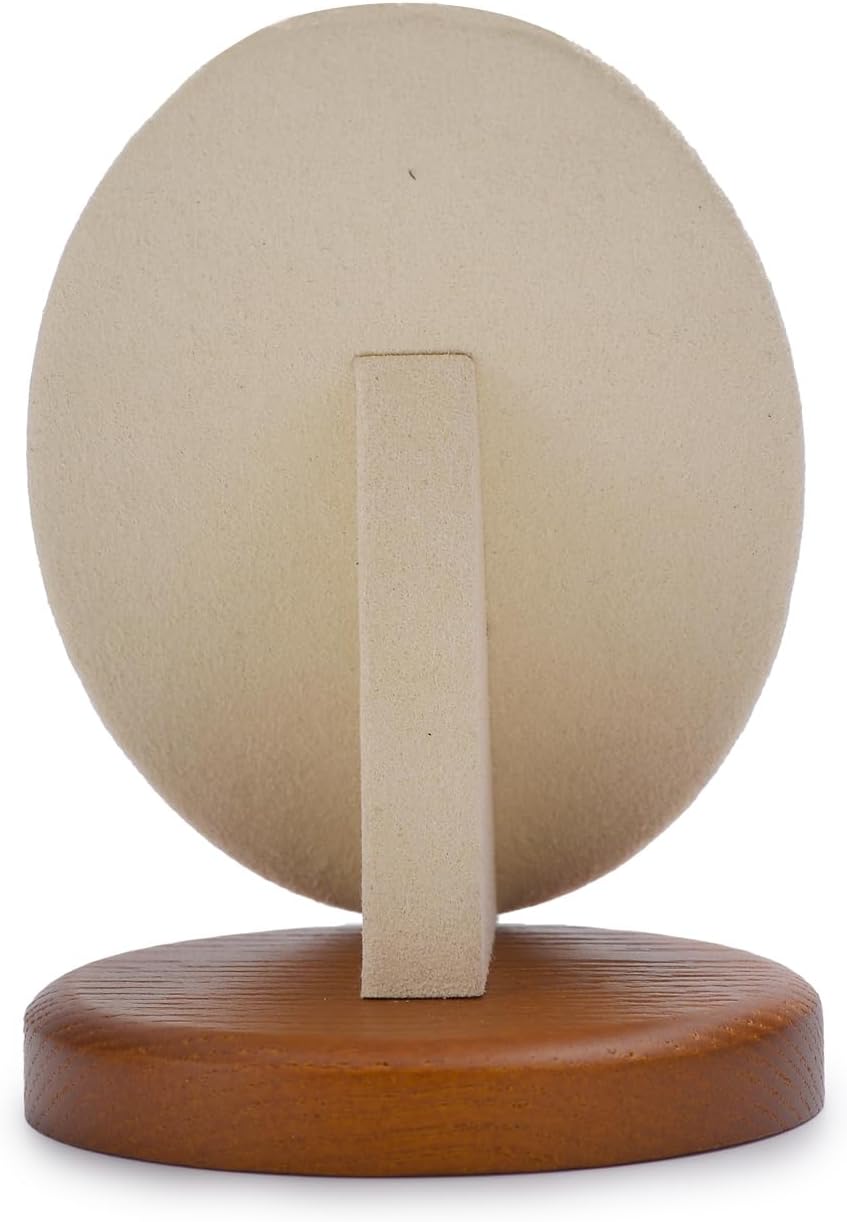 Beige Solid Wood Minimalist Earring & Ring Jewelry Display Stand