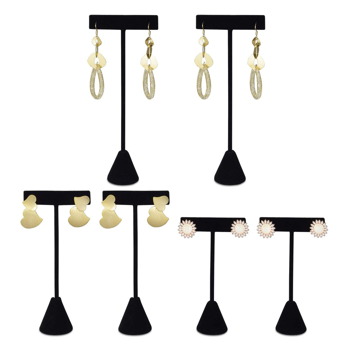 Ikee Design 6Pcs Set Earring Stand Display 3 sizes Ht., Natural Linen