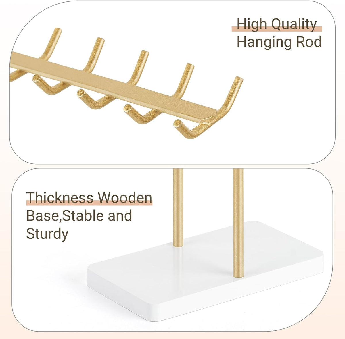 Mkono Necklace Holder Organizer, 2 Tier Gold Jewelry Display Stand Rack