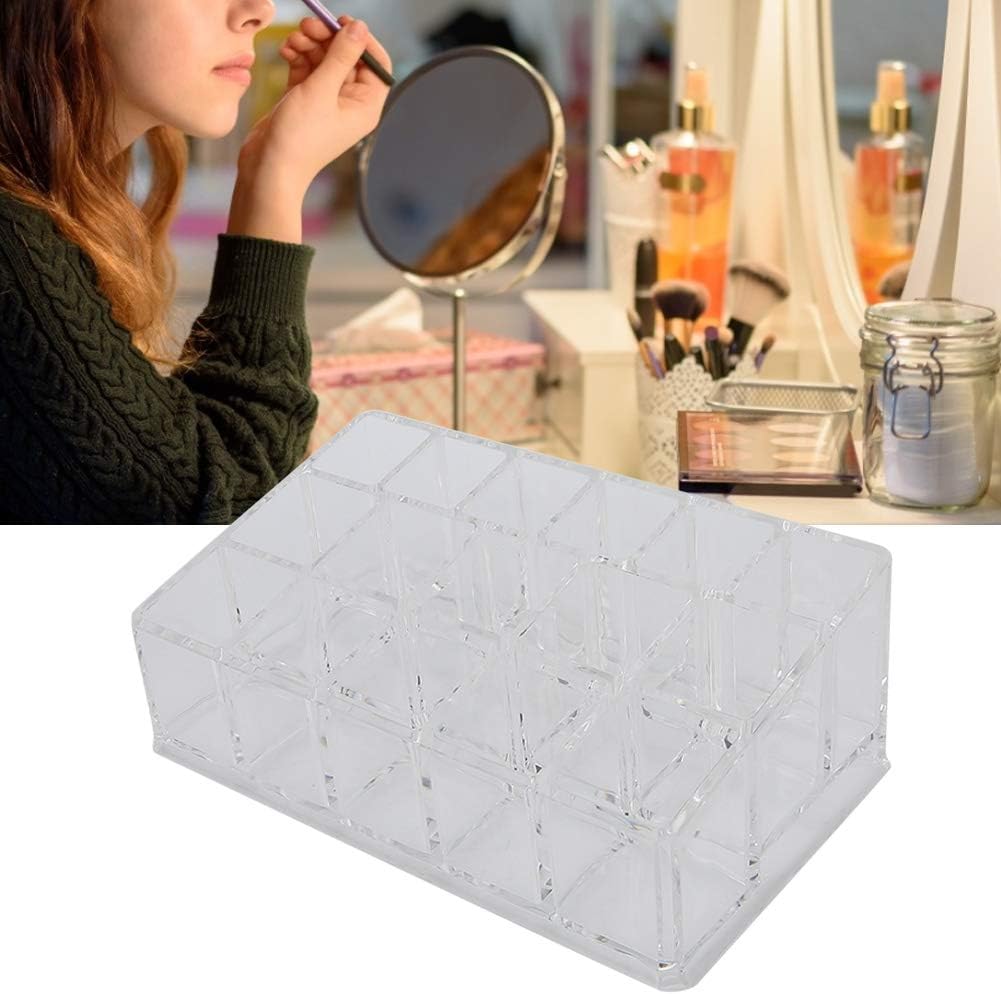 Cosmetic Makeup Organizer, Polished Surface Acrylic Lipstick Holder 16 Grid Large Capacity Save Space for Nail Polish for Lipsticks