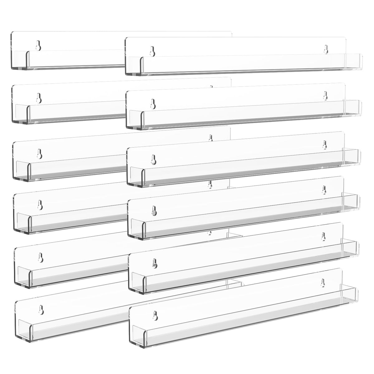 6 Pack Clear Acrylic Nail Polish Rack 15" L x 1.6" W x 2" H