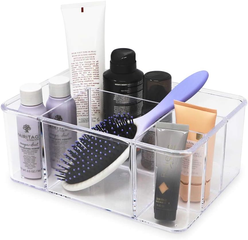 Isaac Jacobs 5-Compartment Clear Acrylic Organizer (10” L x 7” W x 4” H)