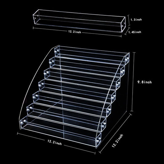 7 Tiers Essential Oils Nail Polish Rack Acrylic Lipstick Holder Display Stands Dropper Bottle Organizers Wide Tall Dresser Balls Commodity Goods Shelf for Store Shop Countertop Checkout Counter Case