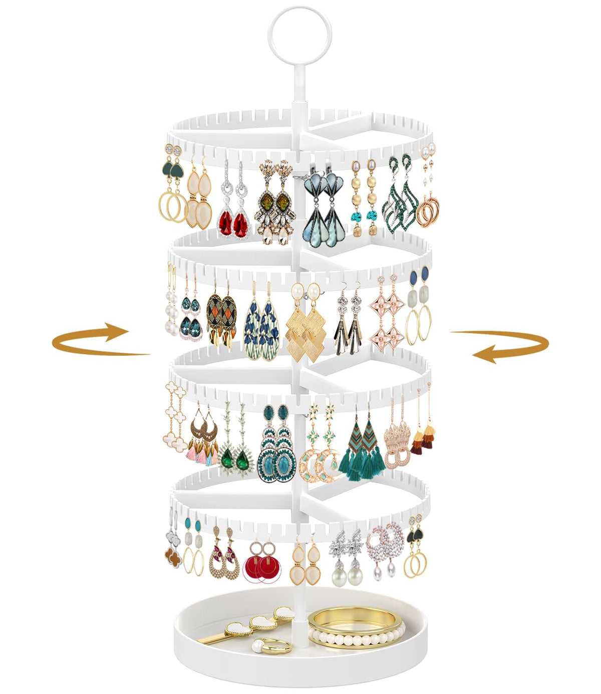 MODOWEY Rotating Earring Holder Organizer Tree Display Stand, 6 Tiers Black