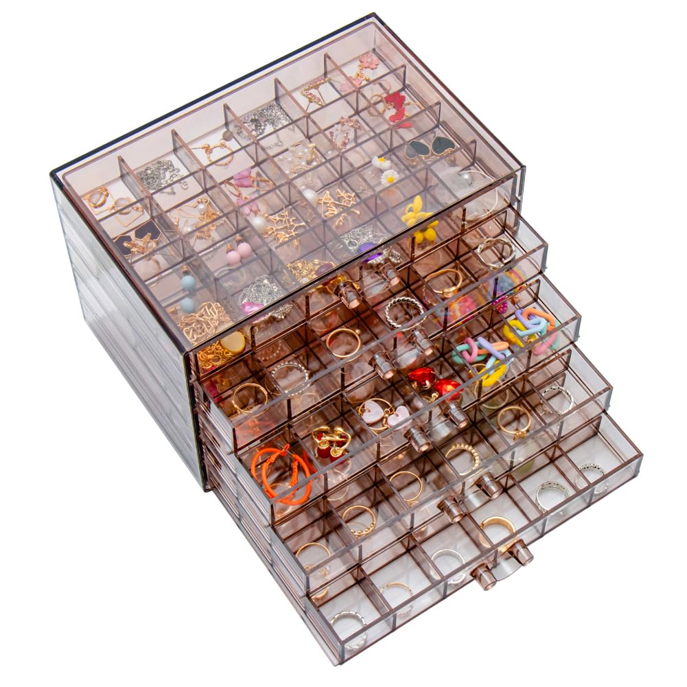 YUFONG Earring Storage Box Organizer 5 Drawers with 120 Small Compartments