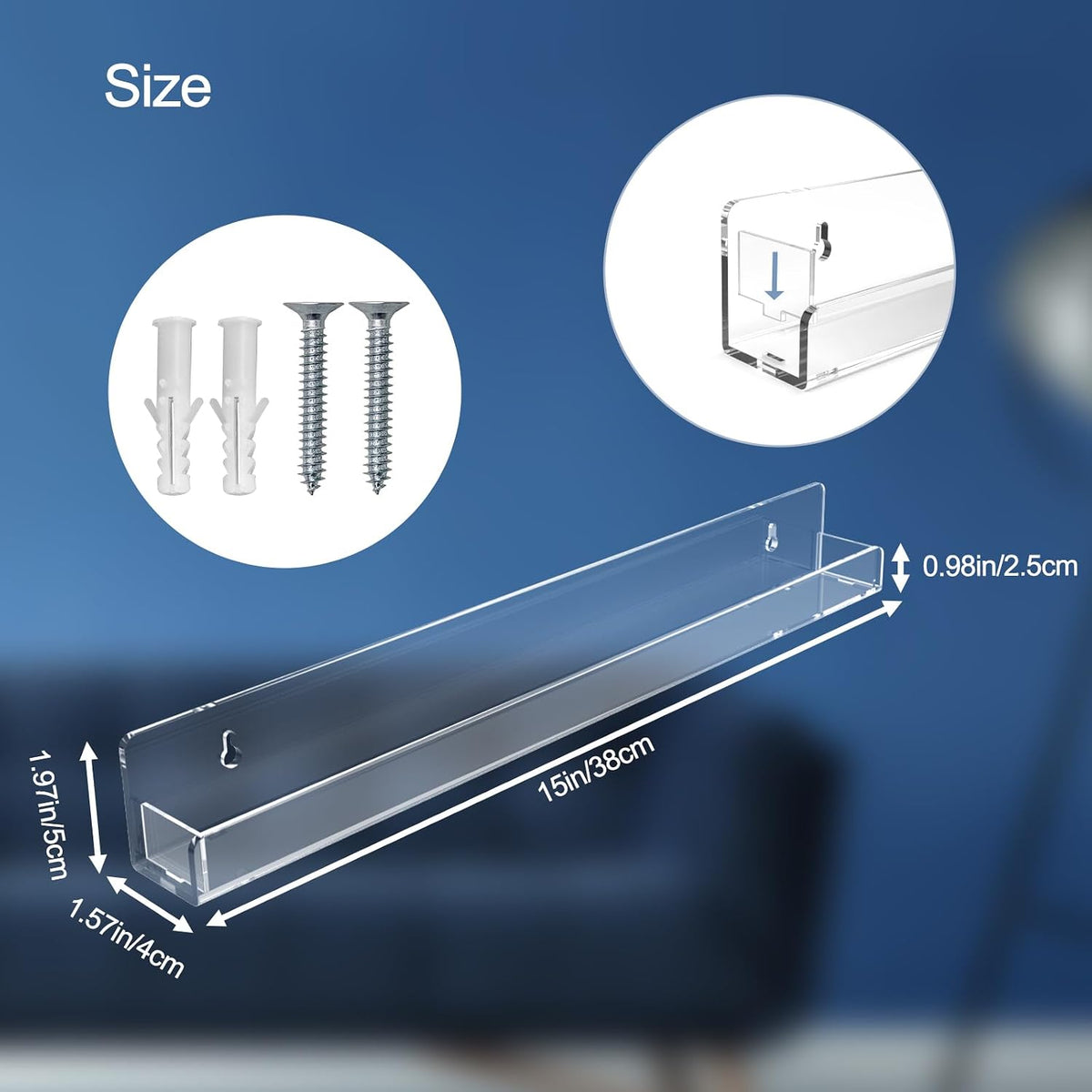 6 Pack Clear Acrylic Nail Polish Rack 15" L x 1.6" W x 2" H