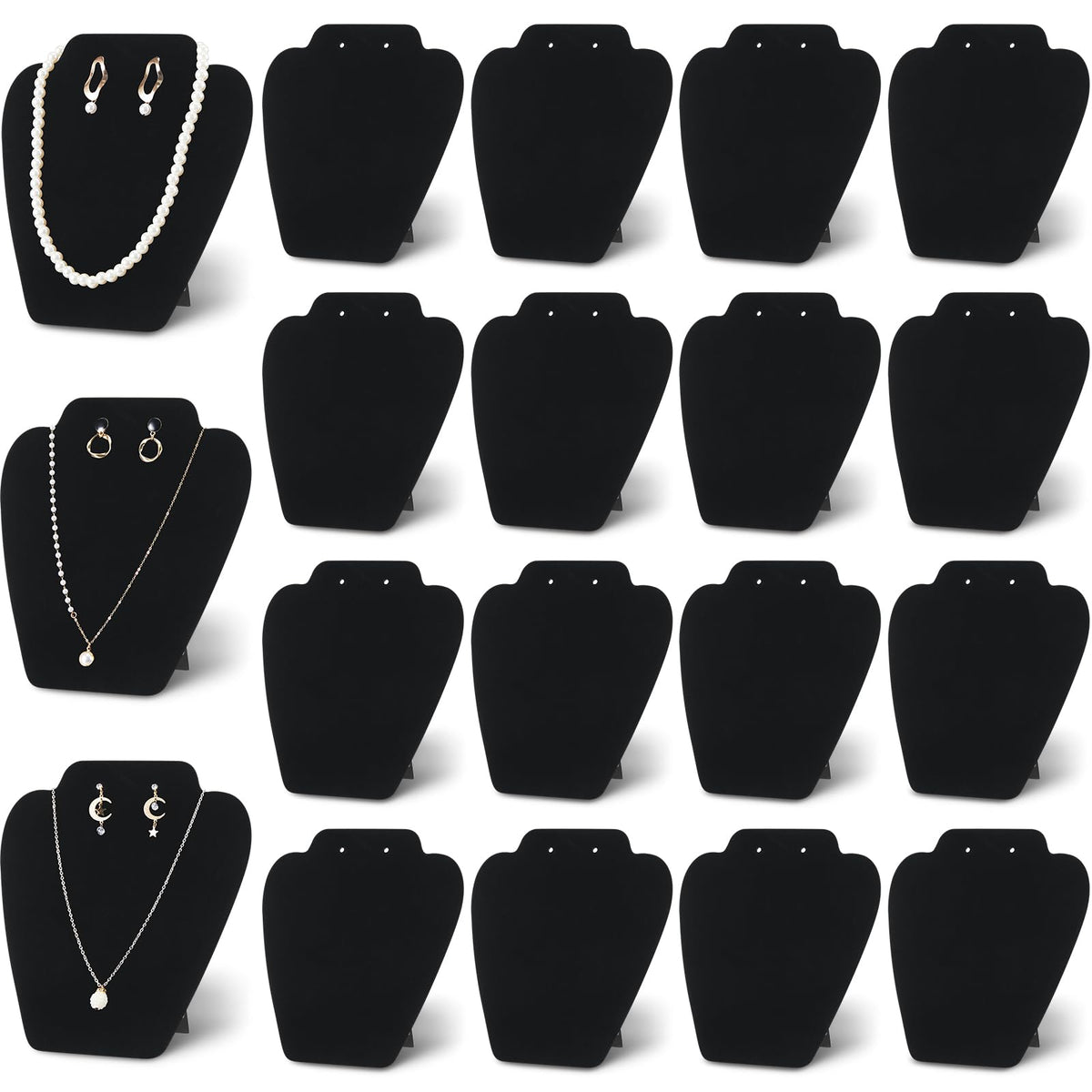 Wenqik 24 Pcs Necklace Display Stand Bust Black Velvet Jewelry Holder