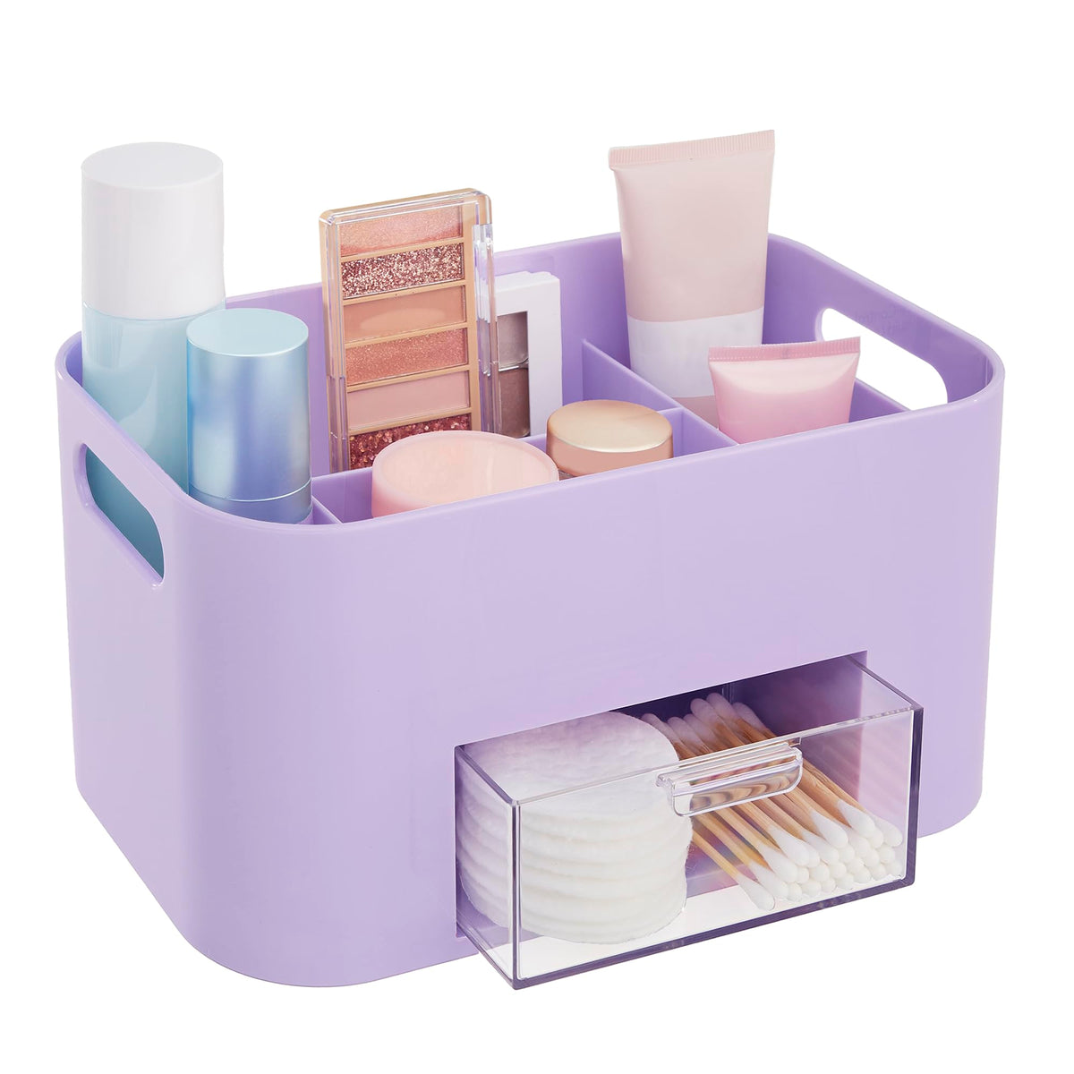 STORi Bliss Clear Makeup Organizer for Countertop, Divided Bathroom Organizer & Storage Drawer, Makeup Brush Holder, Cosmetic & Nail Polish Organizer, Made in USA