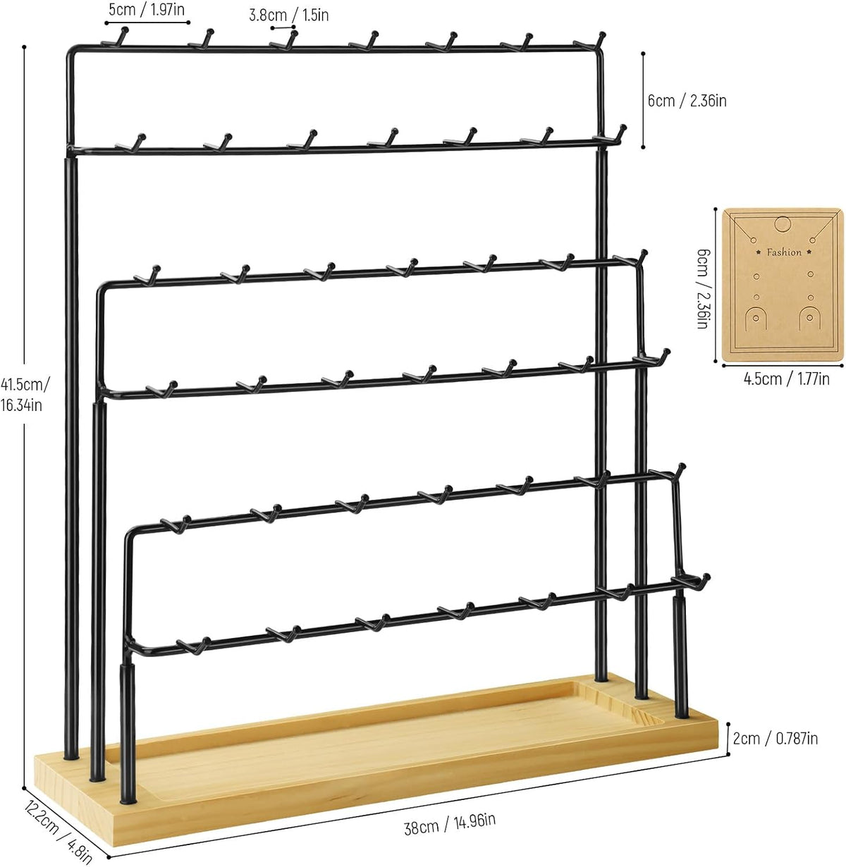 Jewelry Display for Vendors,6 Tiers 42 Hooks Earring Display Holder Stand