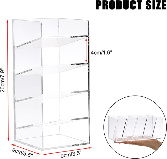 ELLDOO Rollerball Perfume Organizer, 5 Compartment Clear Acrylic Perfume Storage Holder Vintage Beauty Scent Holder, Makeup Lipgloss Lipstick Display Case