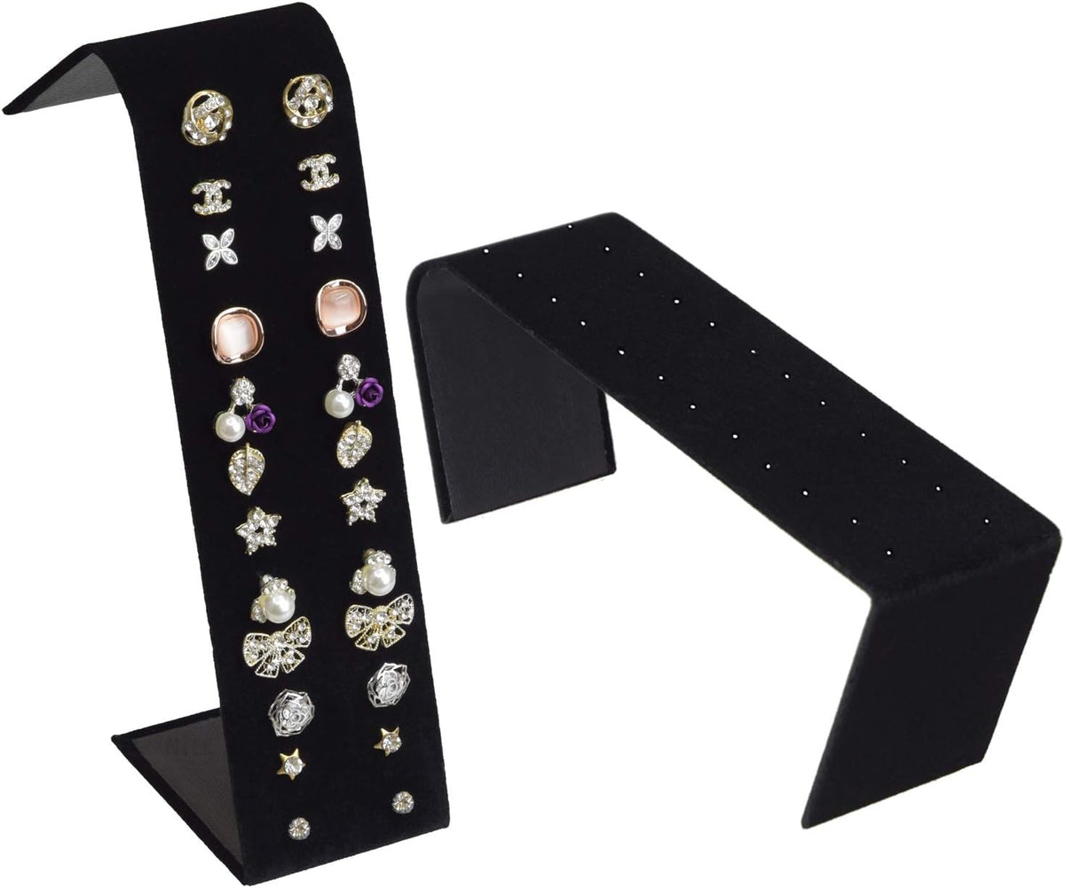 MOOCA 2pcs Black Velvet Adjustable Earring Display Stand for 12 Pairs