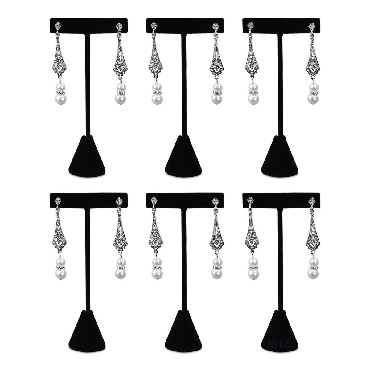 Ikee Design 6Pcs Set Earring Stand Display 3 sizes Ht., Natural Linen