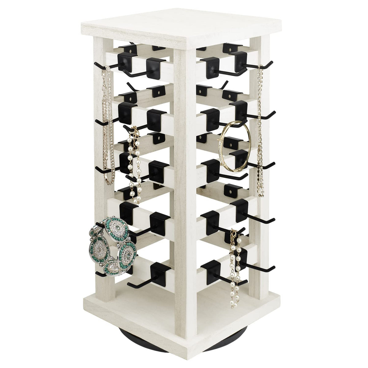 Ikee Design 5 Tiers Wood Rotating Jewelry Earring Display 42 Hooks