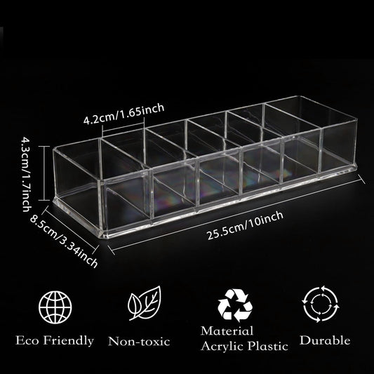 Nsmykhg 4 Pack Clear Acrylic Makeup Compact Organizer - 6 Slots Vanity Organizer for Eyeshadow Palette, Lipstick & Cosmetics, Drawer Makeup Organizer Holder (10 x 3.5 x 1.9 inches)