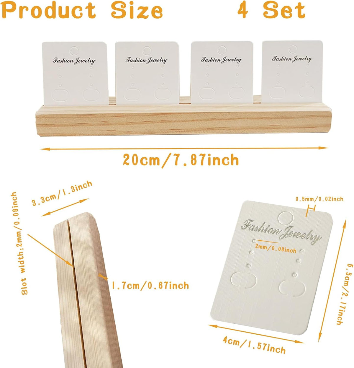 4 Set Jewelry Display Boards Earring Card Holder, Wood Earring Card Holder for Jewelry Show