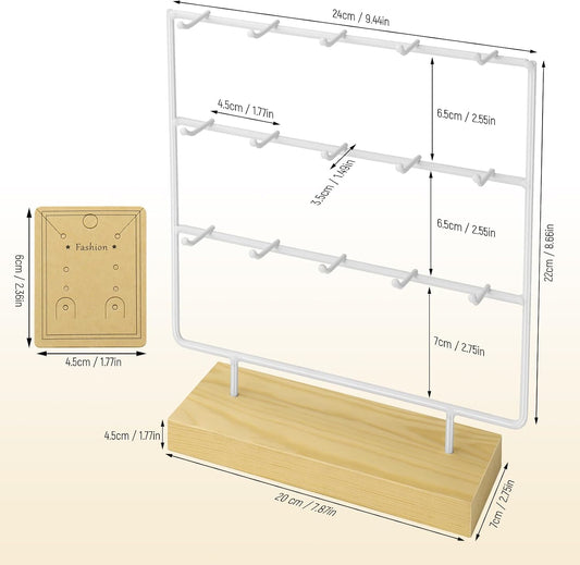 Jewelry Display for Vendor,3 Tier 15 Hook Earring Rack Display Holder Stand