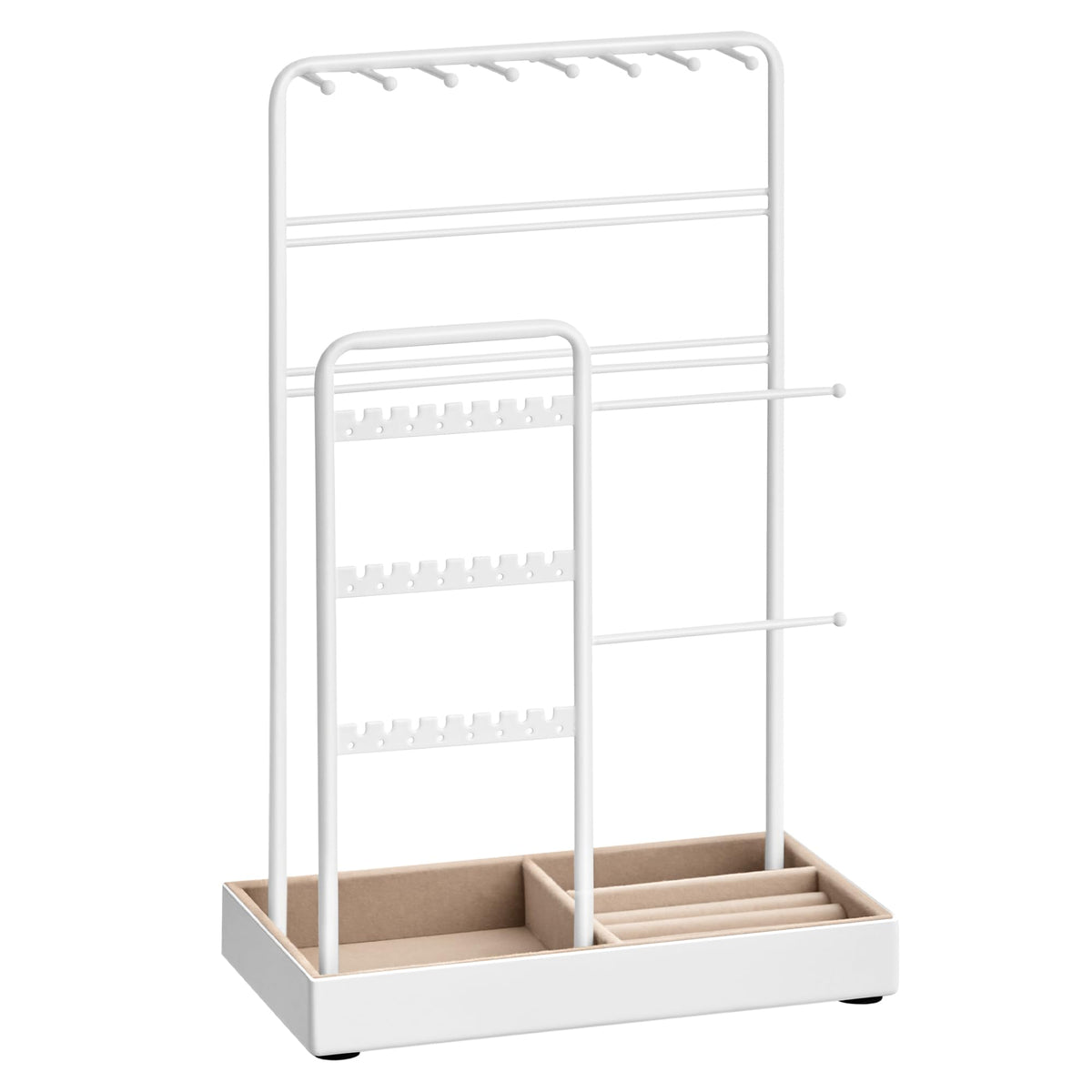 SONGMICS Jewelry Holder, Display Stand, Metal Frame, Velvet Tray