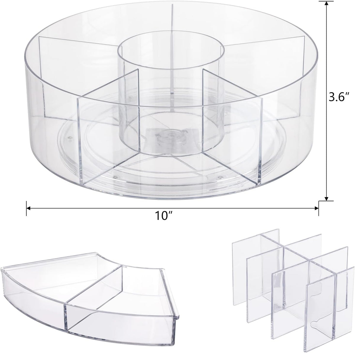 360 Rotating Makeup Organizer for Vanity, 10” Desk Acrylic Spinning Cosmetic Skincare Organizer Countertop, Large Clear Lazy Susan Round Organizer for Lotion, Lipsticks, Perfume, Brushes
