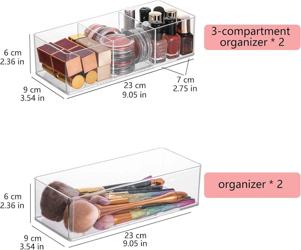 Acrylic Organizer 4-Piece Makeup Organizer Set