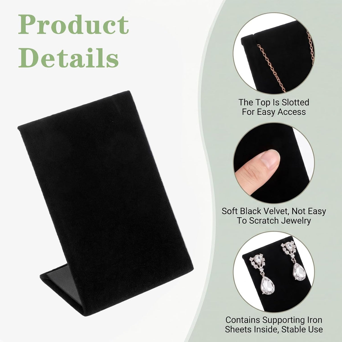 20 Pcs Velvet Earring Display Stands Black,2.3×1.6×3.5inch