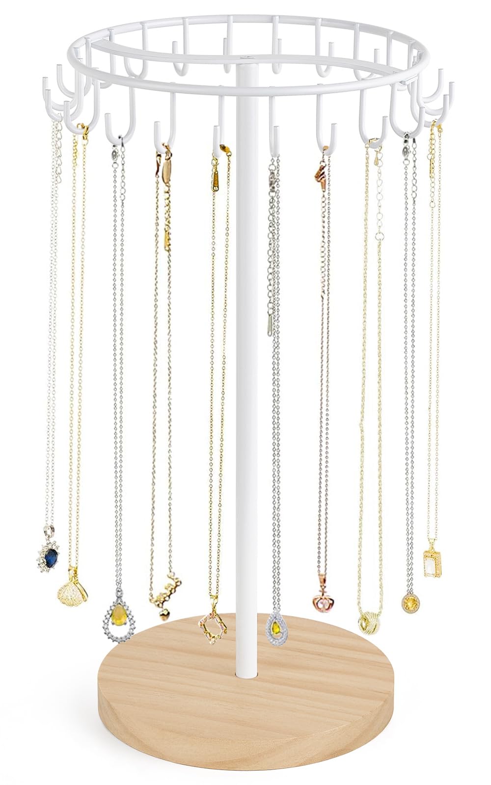 Mkono Necklace Holder Organizer, 30 Hooks Gold Jewelry Display Tree Stand