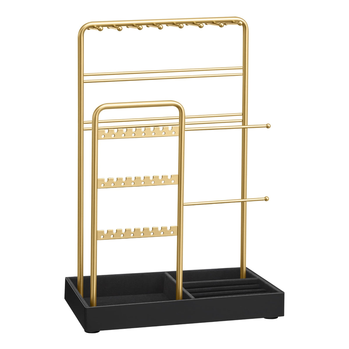 SONGMICS Jewelry Holder, Display Stand, Metal Frame, Velvet Tray